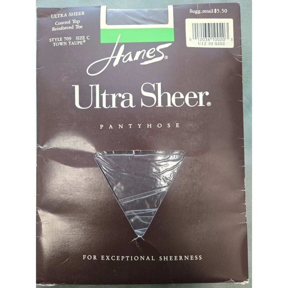 Vintage Hanes Ultra Sheer 709 Town Taupe C Pantyhose Control Top 1989 NOS USA!